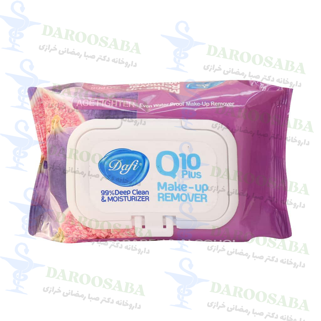 دستمال مرطوب پاک کننده آرایش کیو تن پلاس دافی 50 عدد