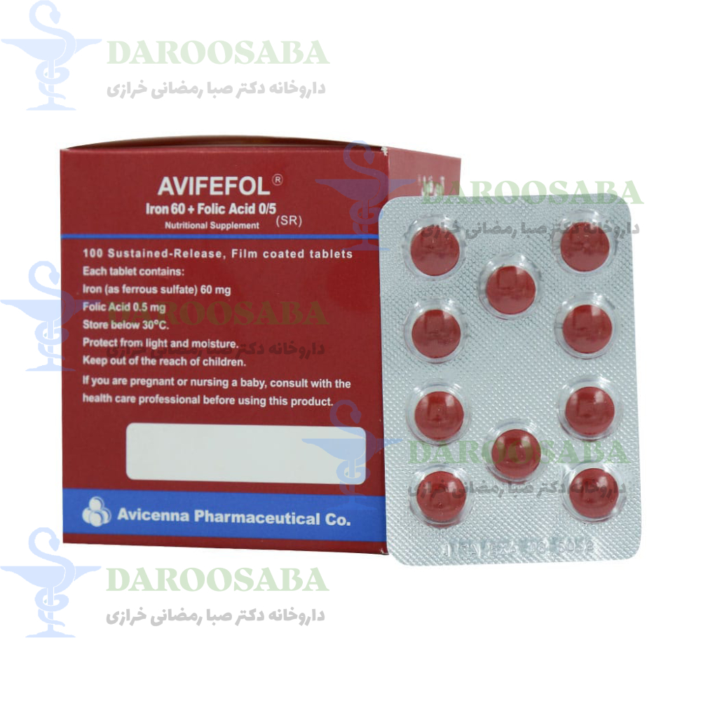 قرص آهن 60 و فولیک اسید 0.5 آوه سینا 100 عدد