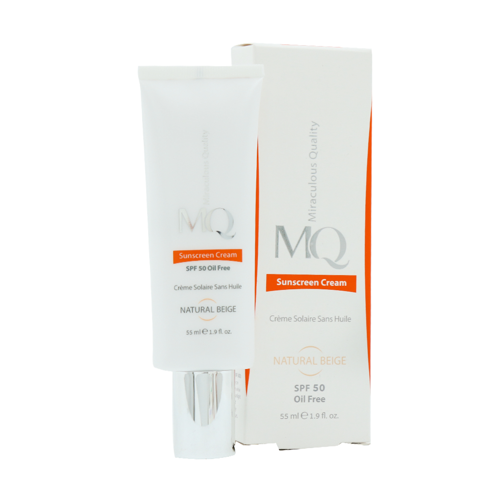 کرم ضد آفتاب فاقد چربی بژ طبیعی SPF50 ام کیو